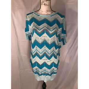 Romeo & Juliet Couture Woman's Crew Neck Cap Sleeve Knitted Shirt Sz M